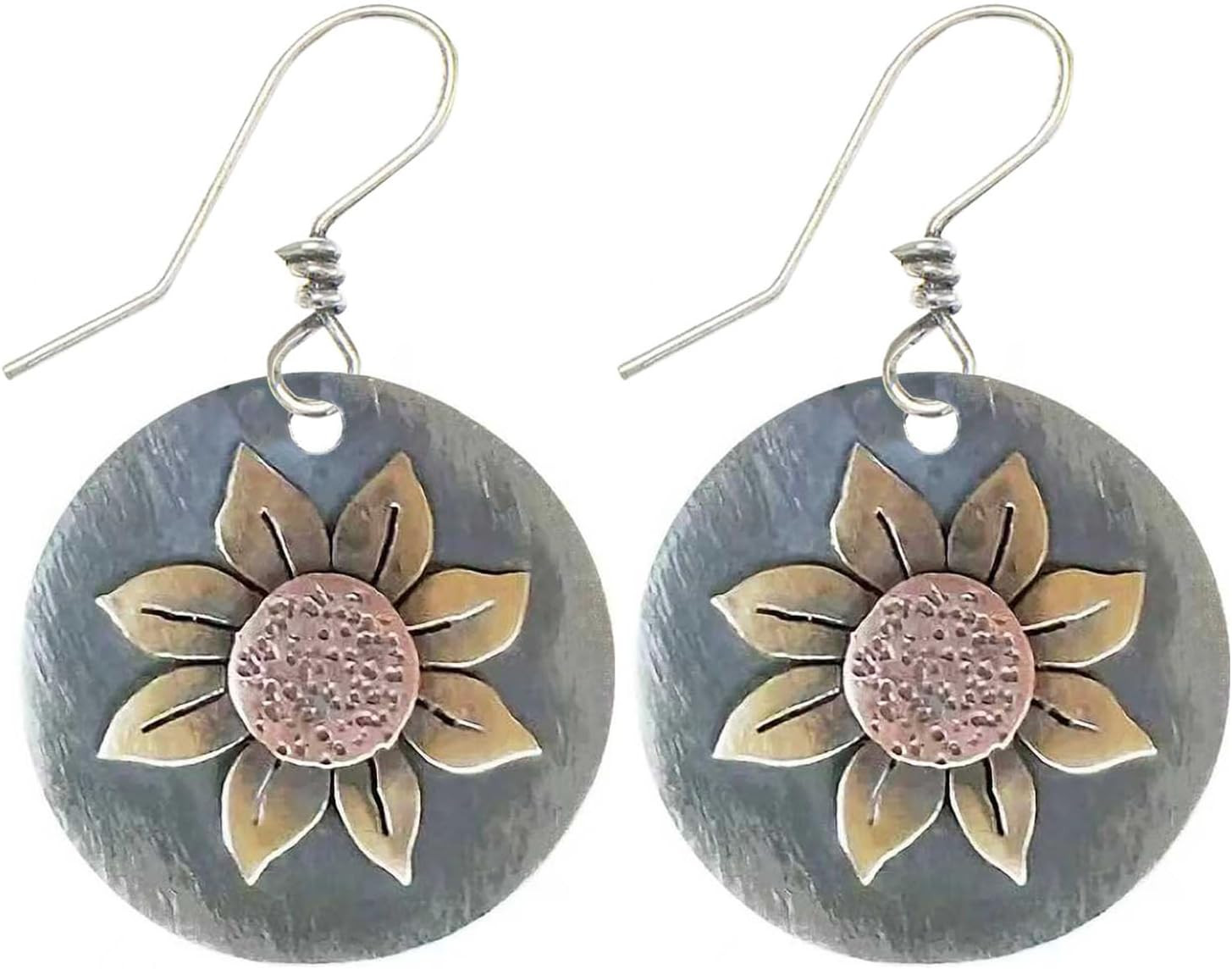 Boho Earrings, Gray Teardrop Earrings, Flower Earrings, Dangle Ethnic Earrings f