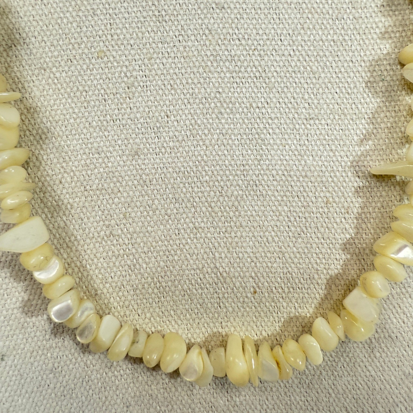 Calcite Chip Necklace Creamy Beige Iridescent Boho Natural Long Length