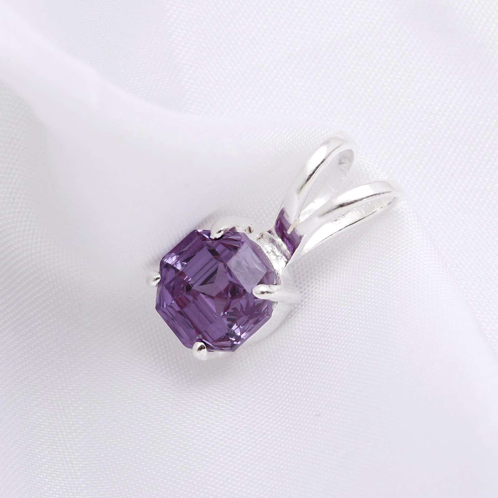 Color Changing Alexandrite Octagon Pendant 925 Sterling Silver Jewelry For Her