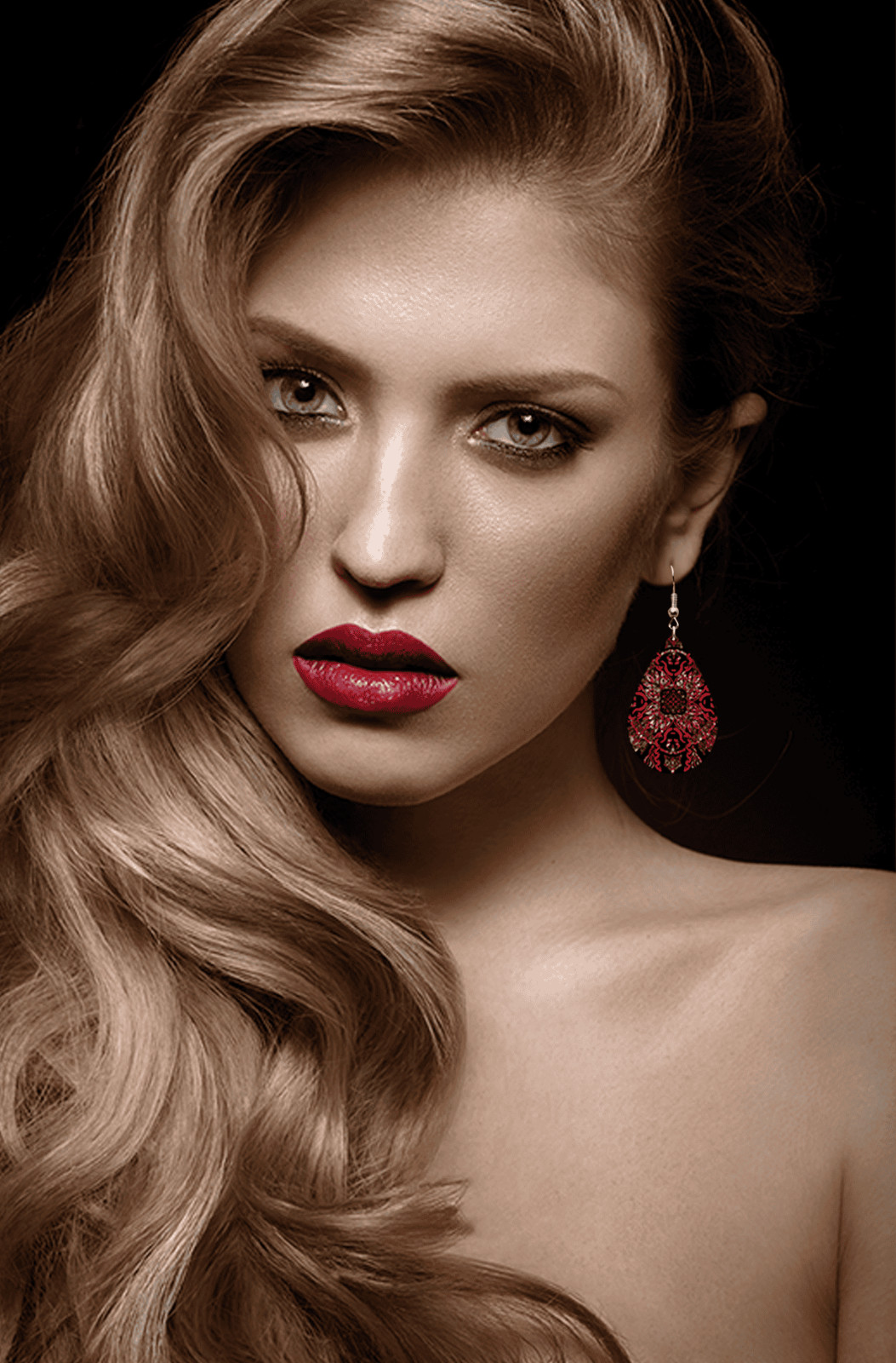 Red Black Mandala Teardrop Dangle Earrings Gothic Sublimated Jewelry