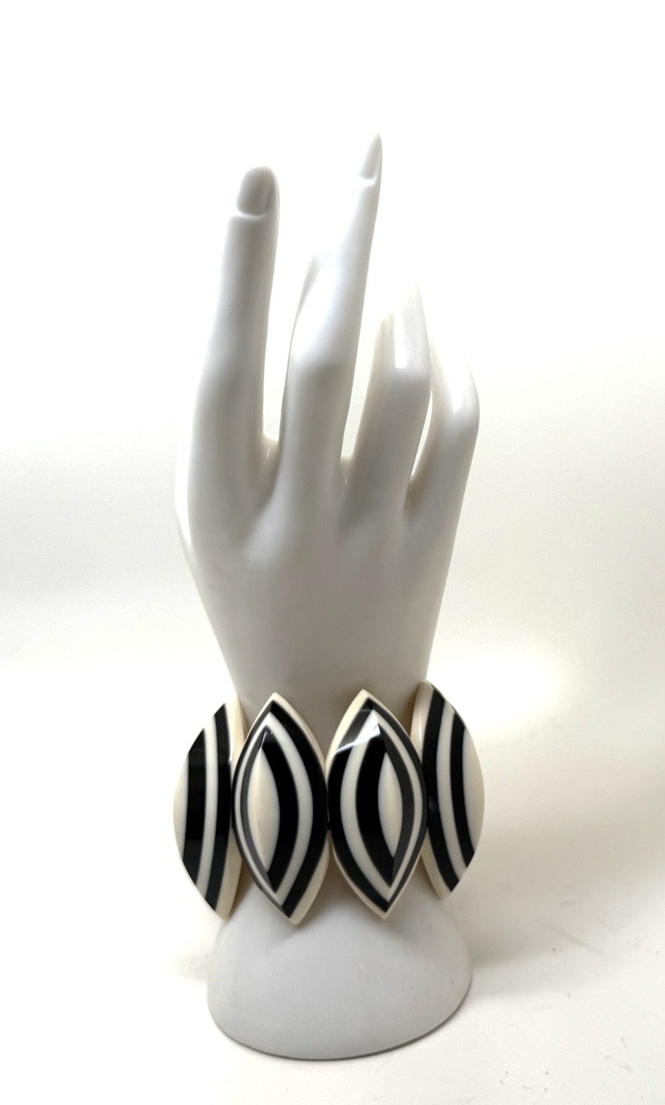 Gorgeous French Designer Marion Godart Black & White Resin Stretch Bracelet