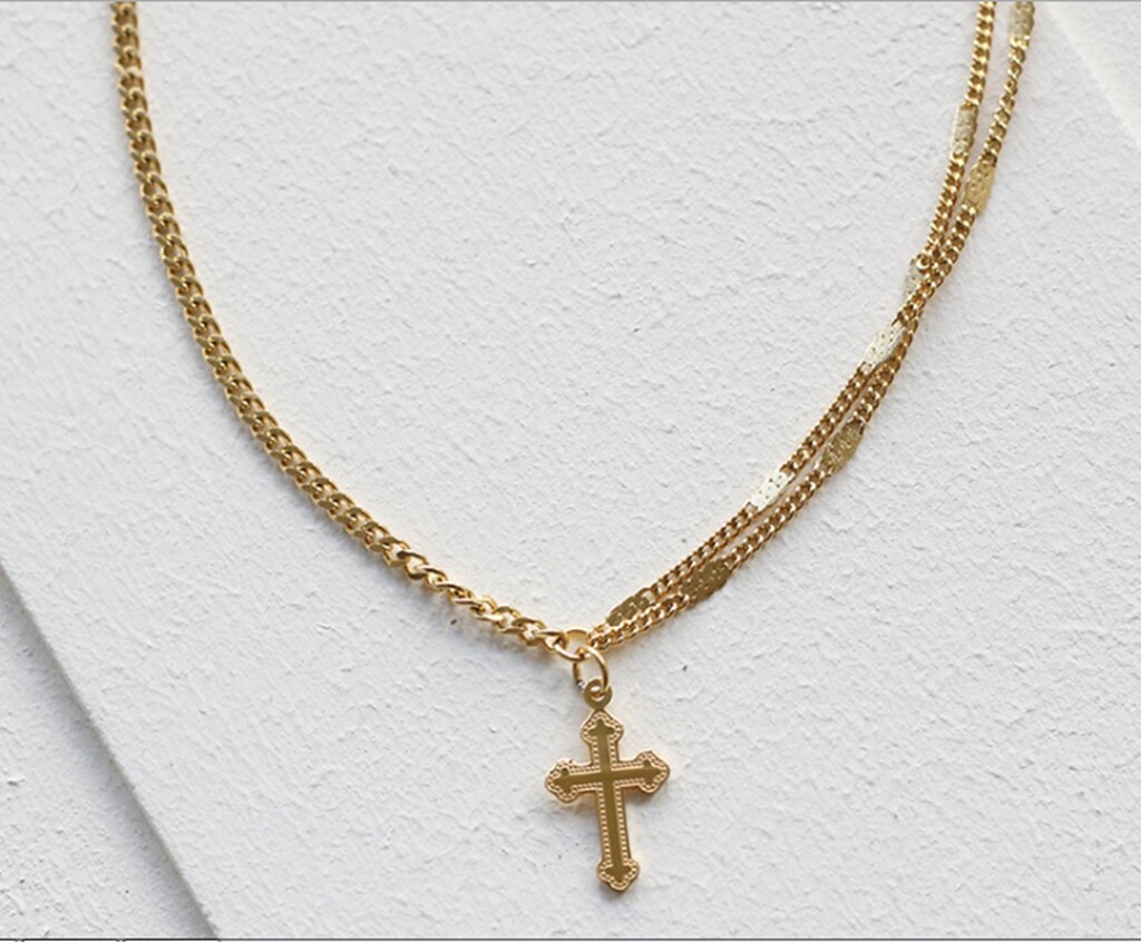 Chic Fashion Women Titanium Stainless Steel Cross Mixed Chain Necklace 16-18″