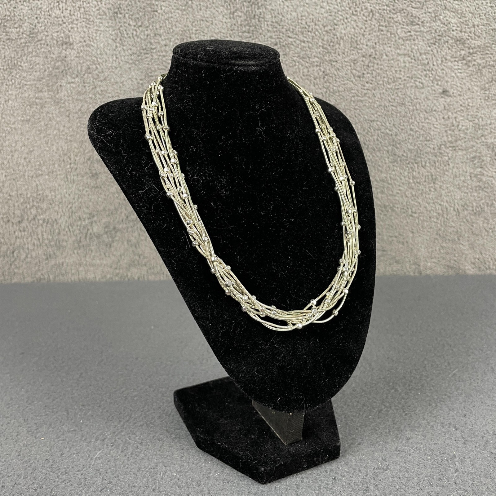 Necklace Gold Tone Multi Strand Beaded Chain Layered Station Womens Jewelry
