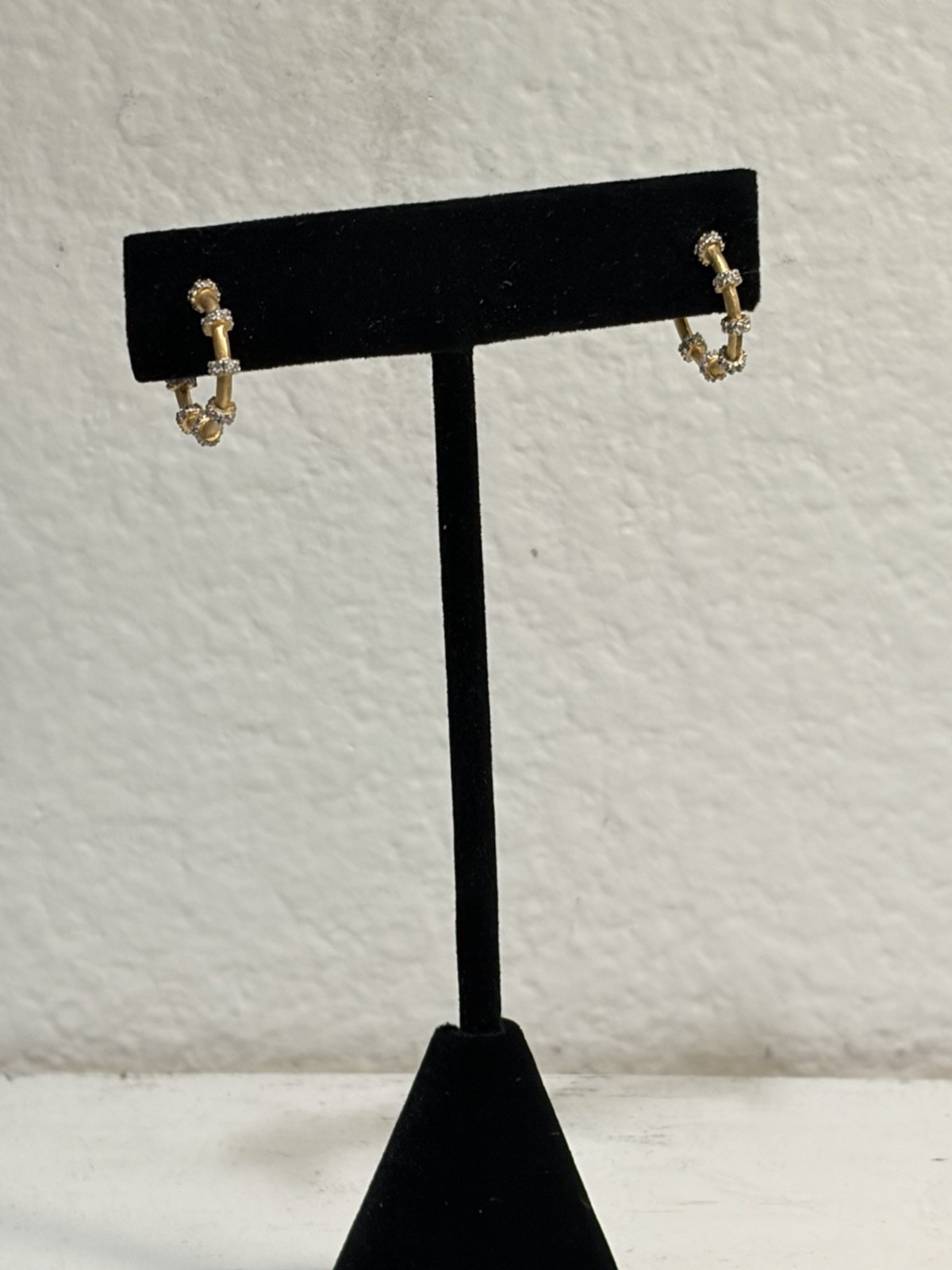 Freida Rothman Sterling Silver Push Back Hoop Earrings Gold and Silver Tone