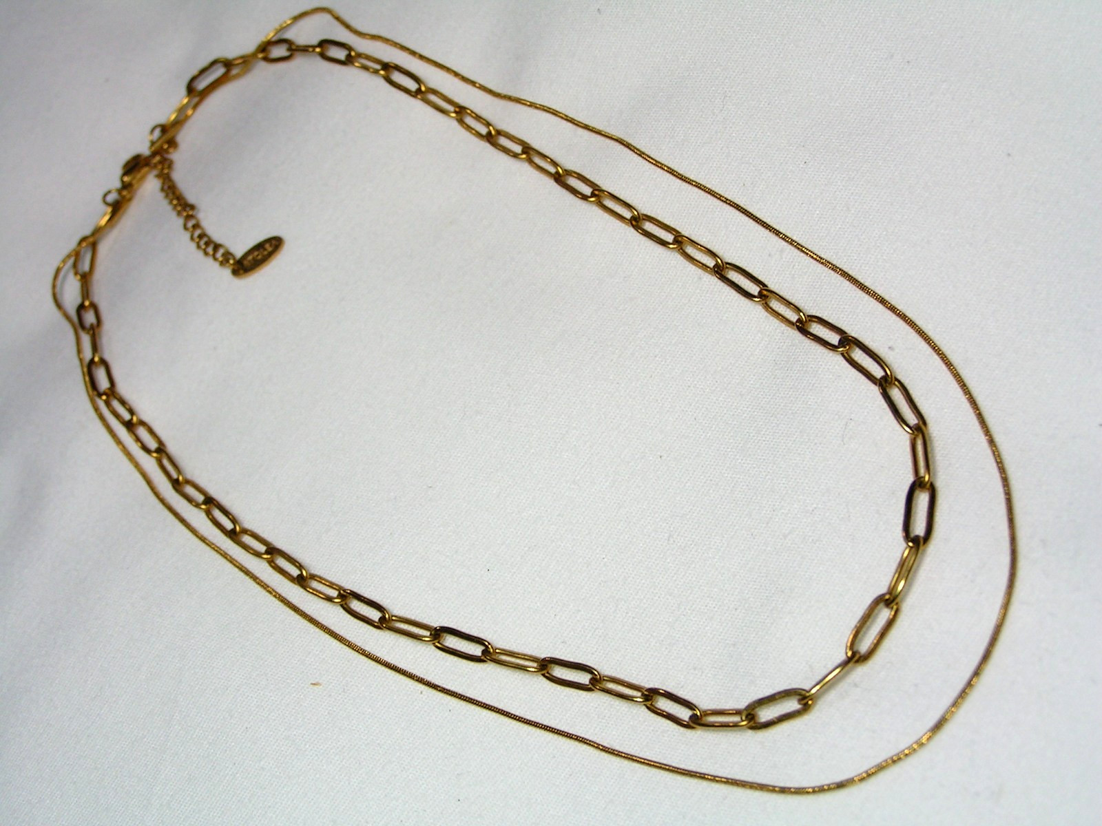 …ATOLEA…”MELROSE” Gold Tone Layered Double Chains Necklace…