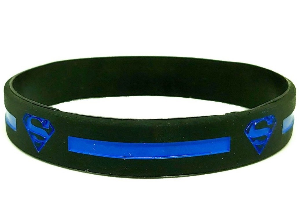 (3) Thin Blue Line Silicone Wristband Police Bracelet Law Enforcement Superheros