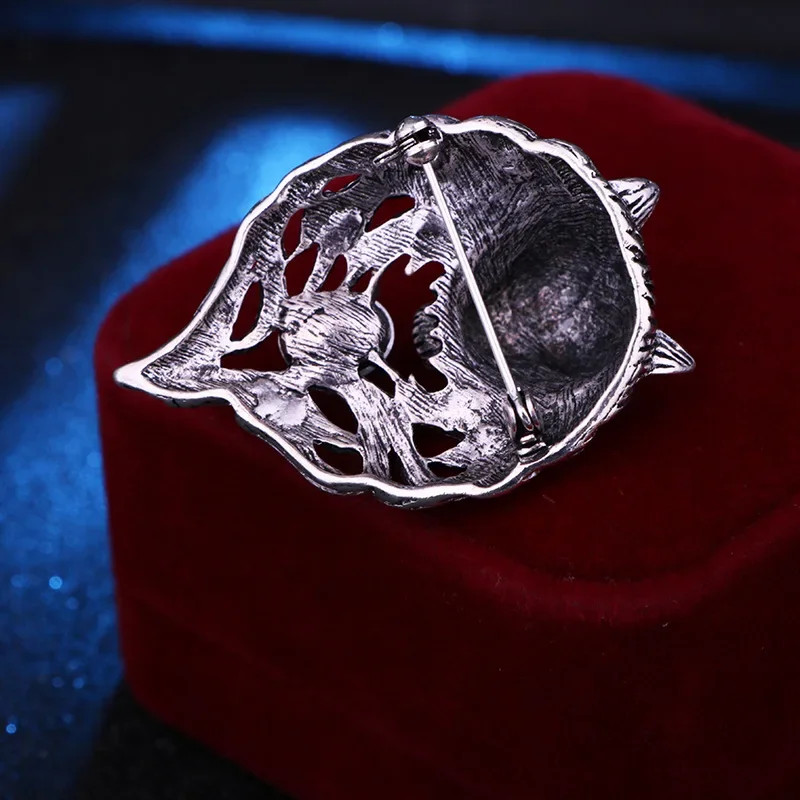 Statement Wolf Brooch Pin Badge Collar Womens Gift