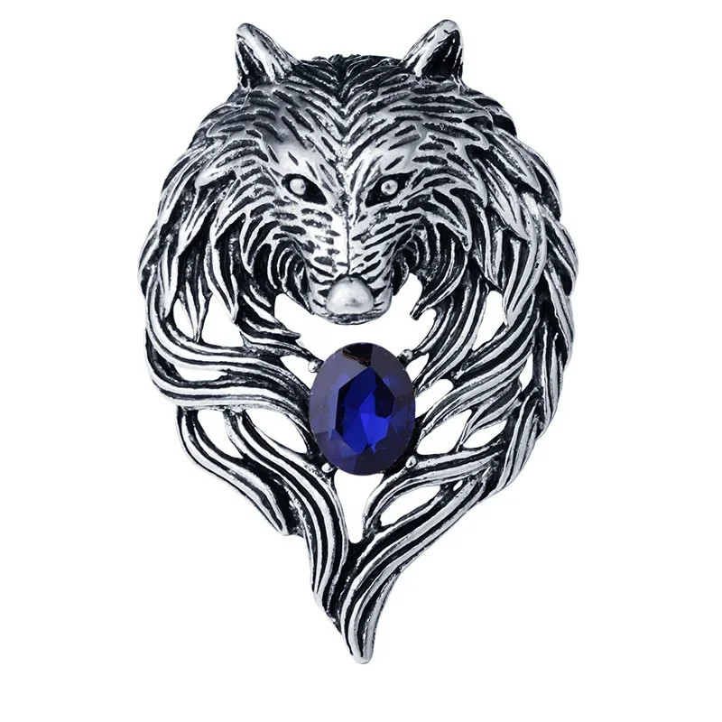 Statement Wolf Brooch Pin Badge Collar Womens Gift