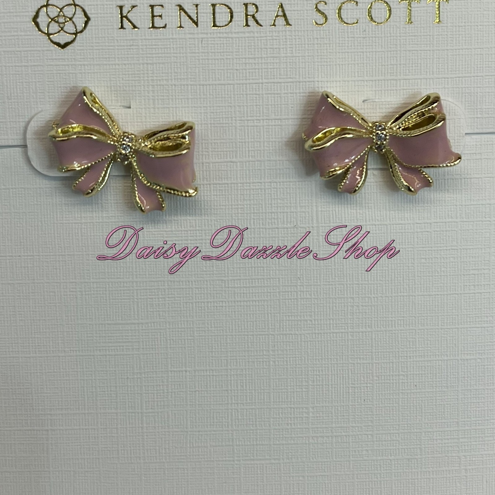✨🎀NEW Kendra Scott x LoveShackFancy Pink Bow Gold Stud Earrings🎀✨