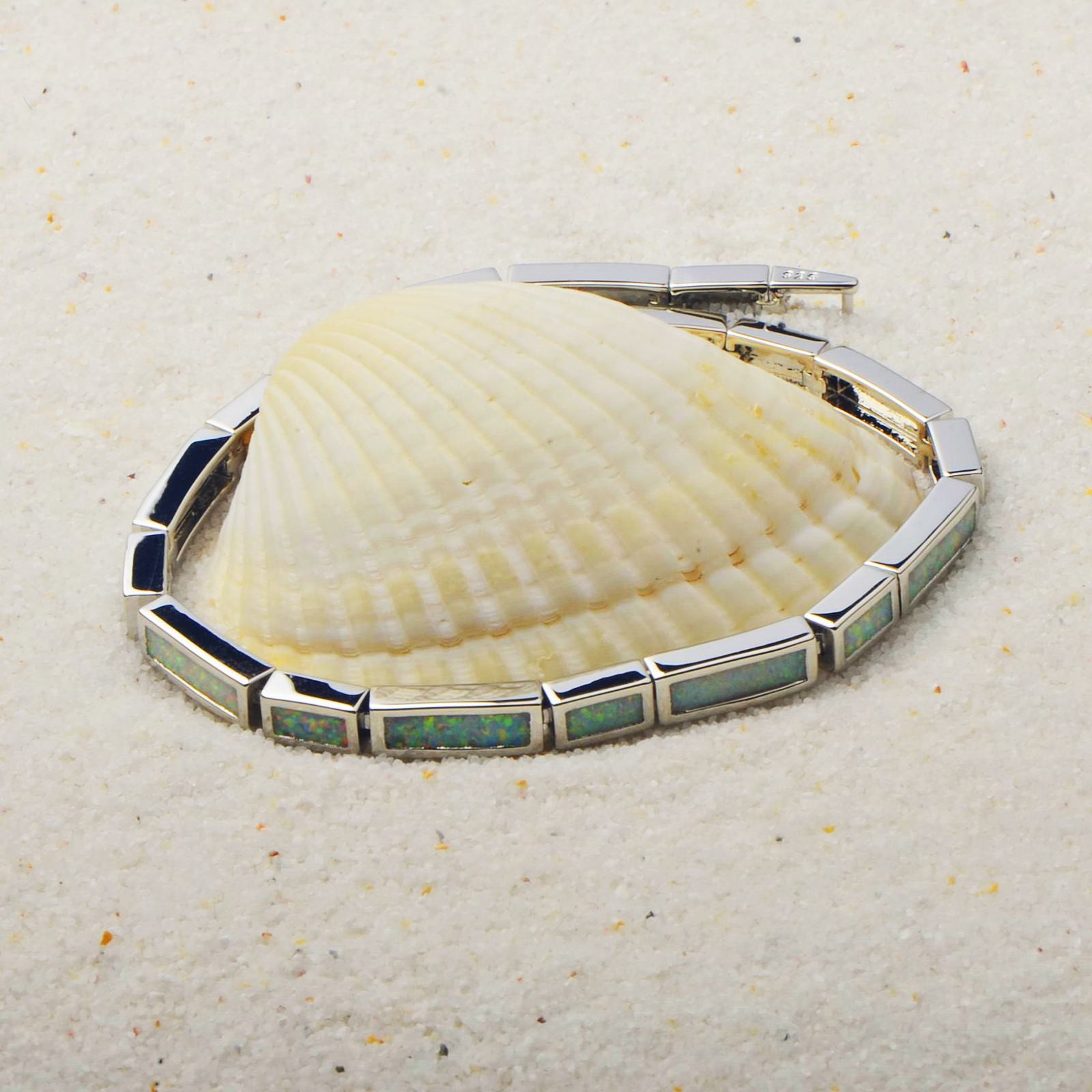 Hawaii White Opal Square Shape Bracelet Sterling Sliver Jewelry For Women Girls
