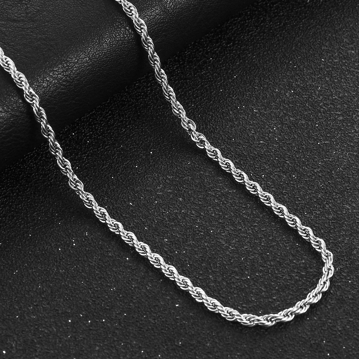 925 Sterling Solid Silver 4MM Twisted Rope Chain Necklace 16″ – 24″ Mens Womens