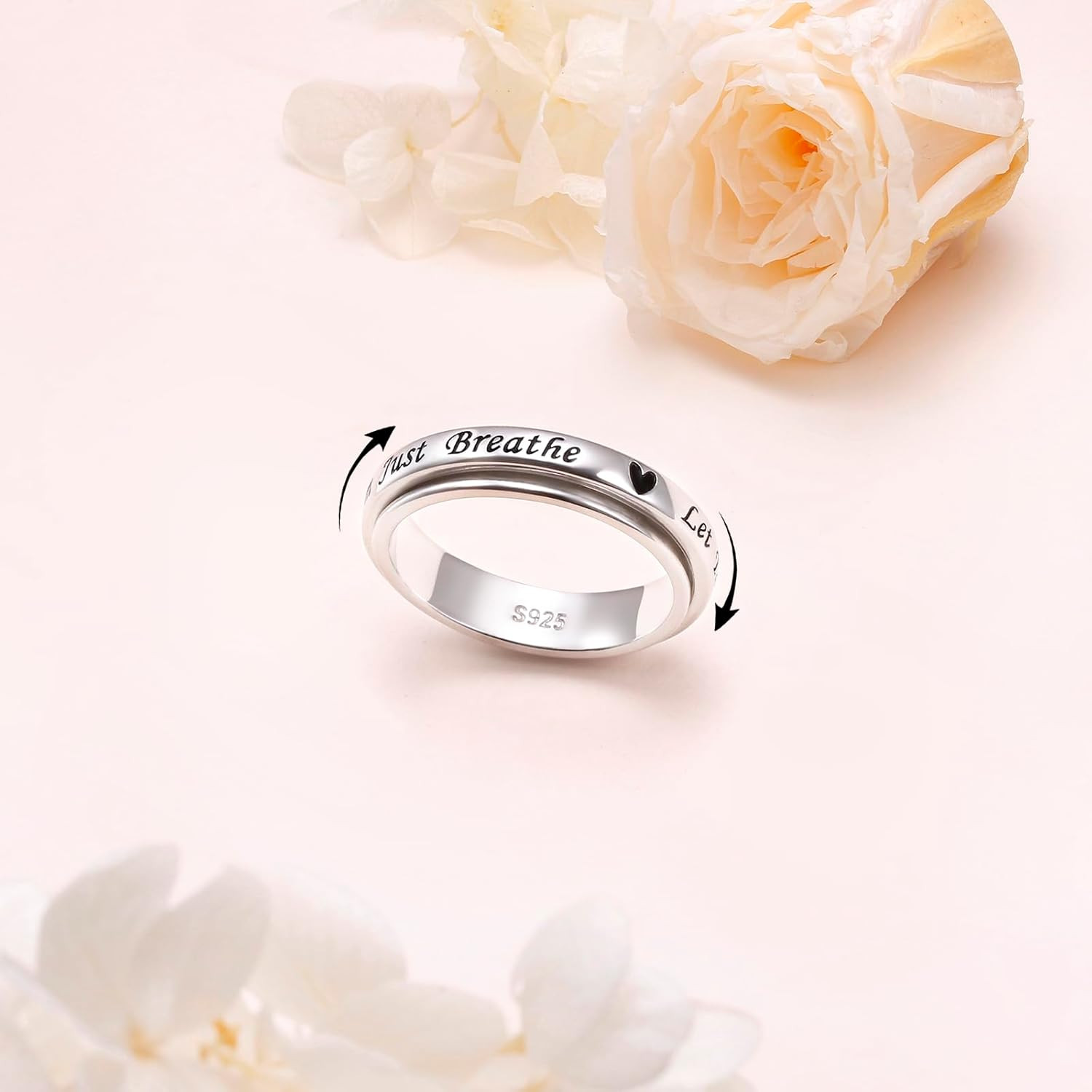 Let Them Spinner Ring 925 Sterling Silver Anxiety Relieve Rings for Women Boredo