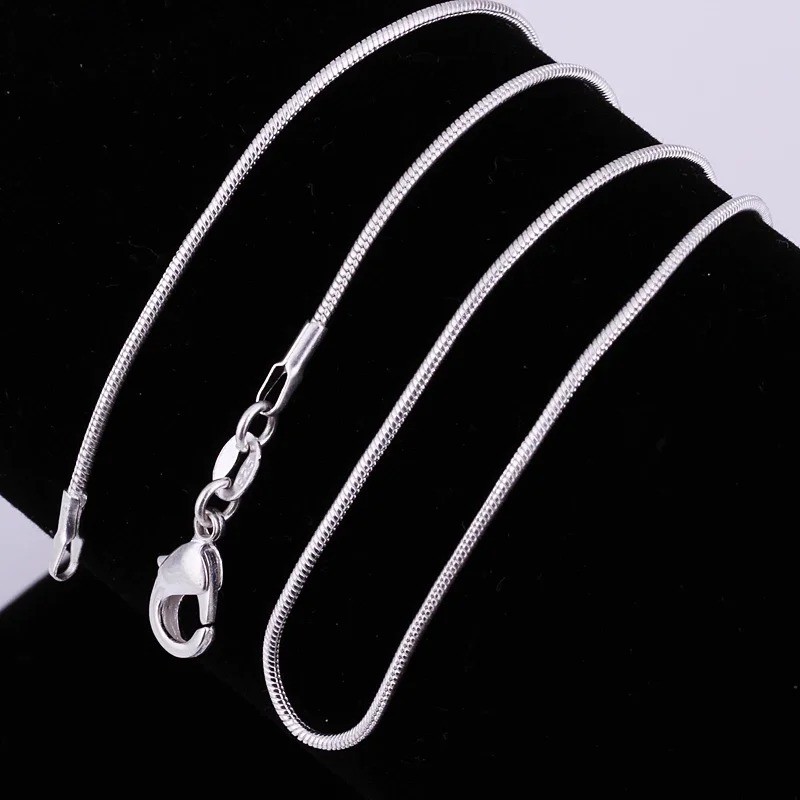 10PCS wholesale 925 sterling solid silver 1MM 16-30inch snake chain necklace