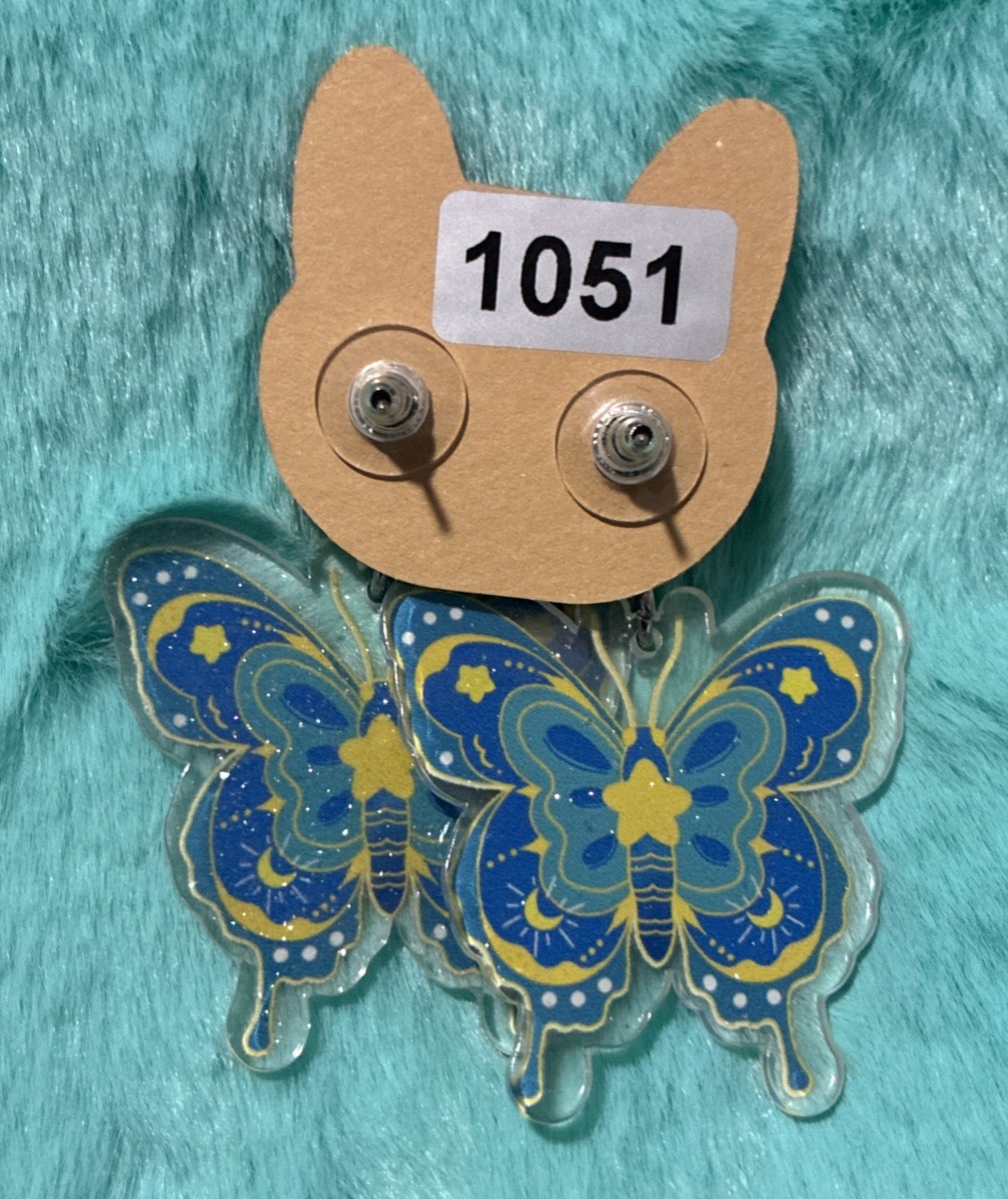 Colorful Light Weight Butterfly Shaped Earrings. Casual, Bright, Party, Festive
