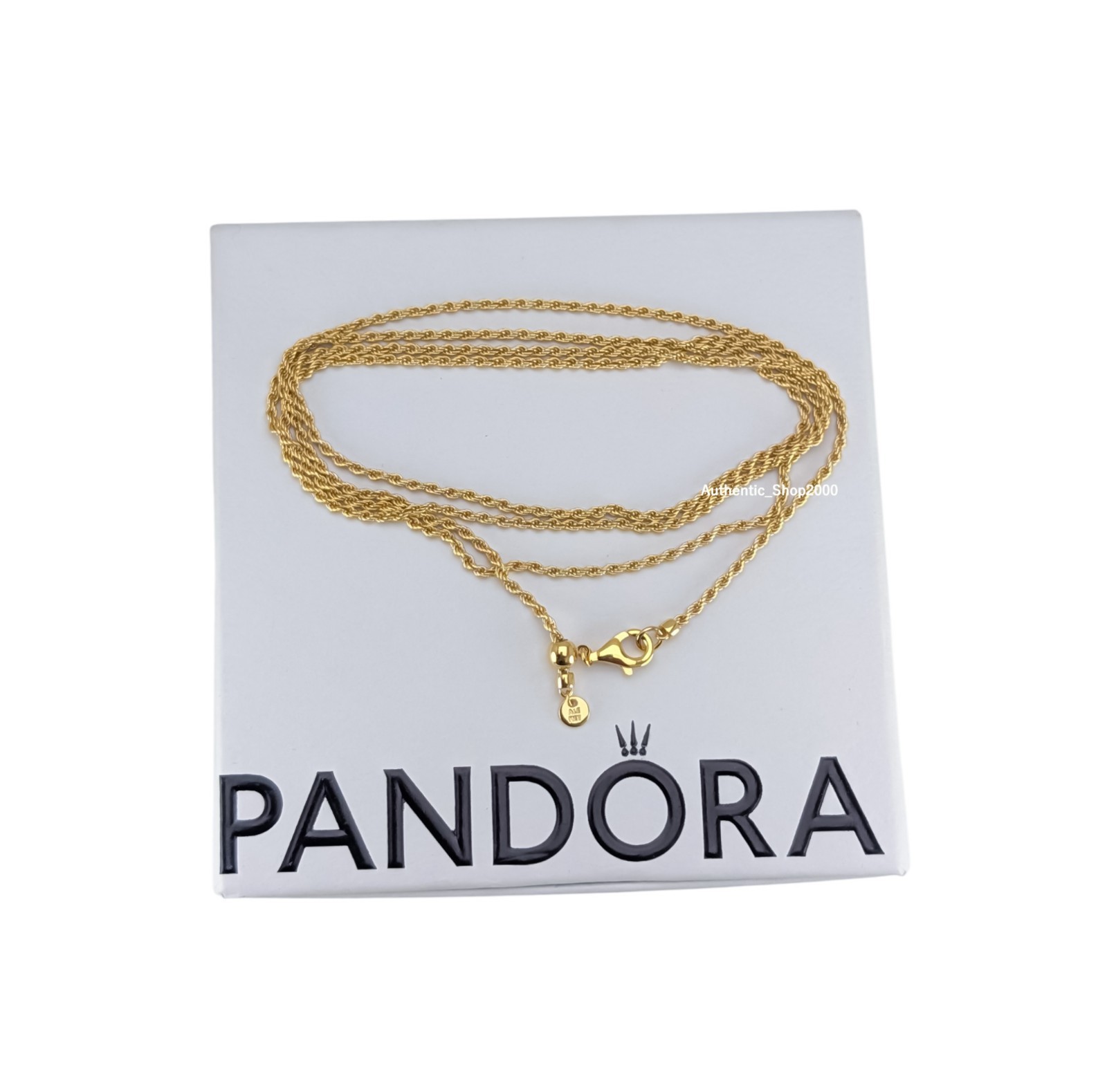 NEW 100% Authentic PANDORA 14k Gold Plated Rope Chain Necklace 364687C00