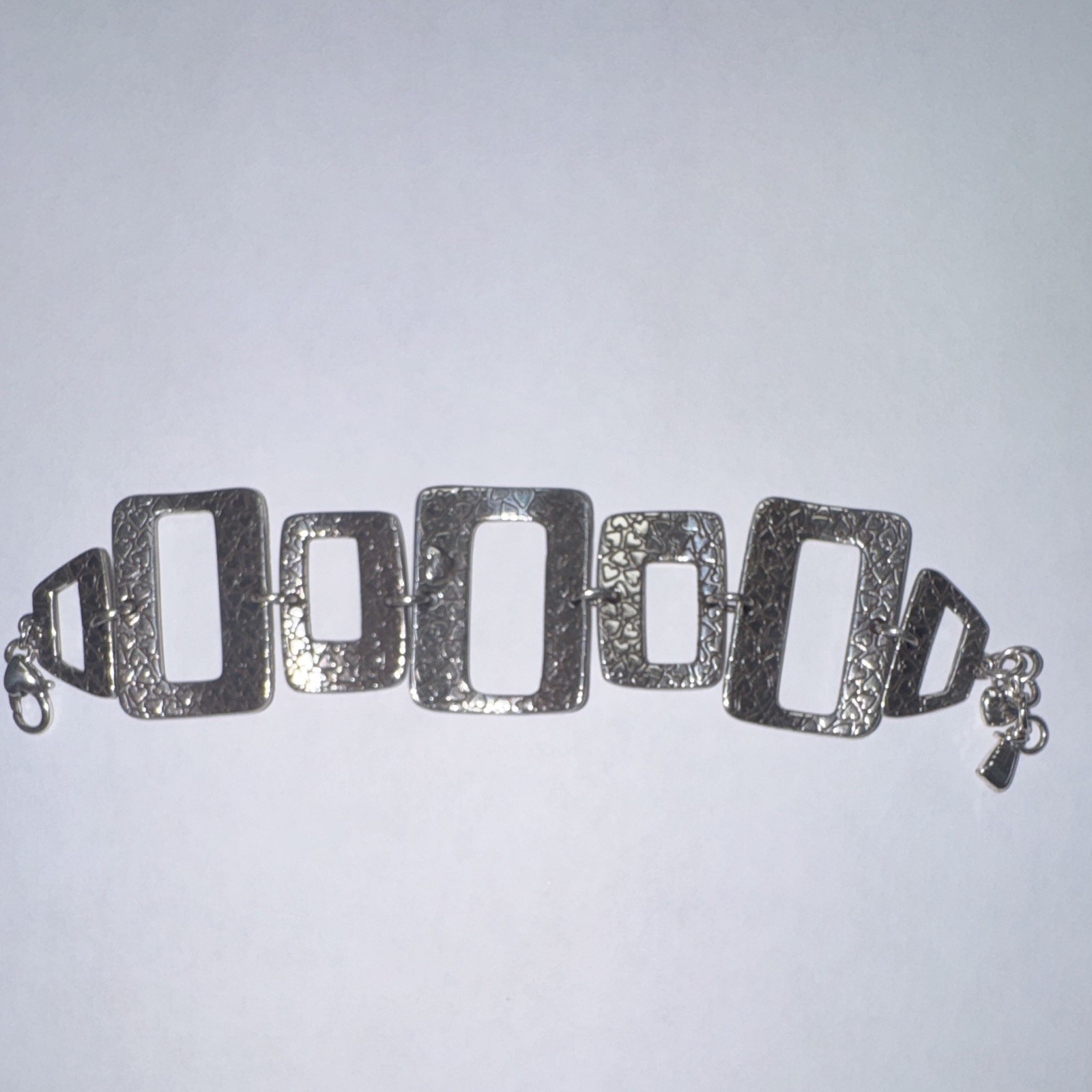 Brighton Silver Tone Geometric Link Bracelet Open Rectangle Art Deco Signed