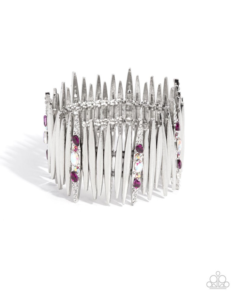 Paparazzi Pointed Potential – Pink – Rhinestones – Gems – Stretch Bracelet