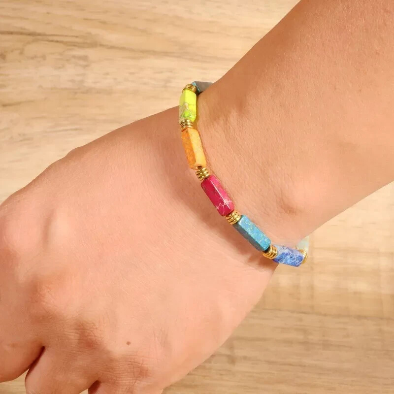 2025HOT Handmade Seven Chakra Jasper Stone Women Lucky Bracelet Birthday Gift
