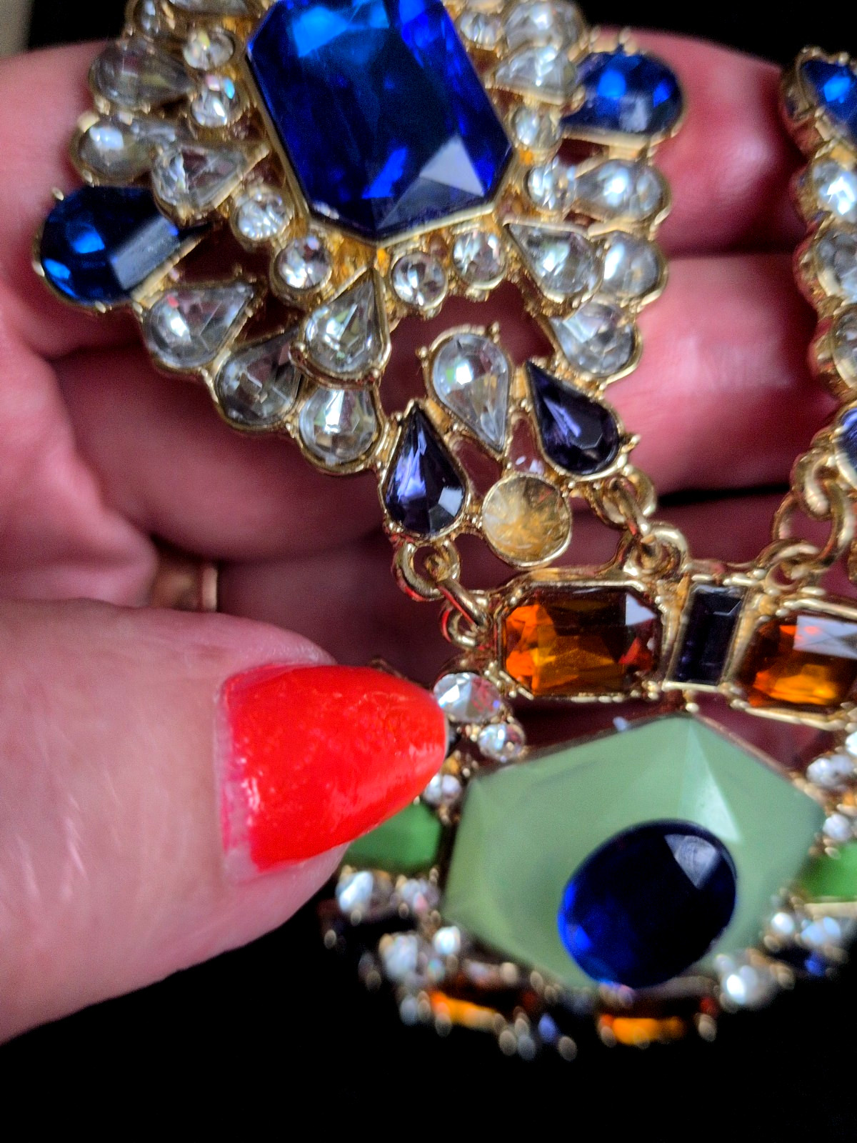 ZARA STATEMENT NECKLACE Glass Rhinestones JEWELS Gold Chain Velvet Ribbon