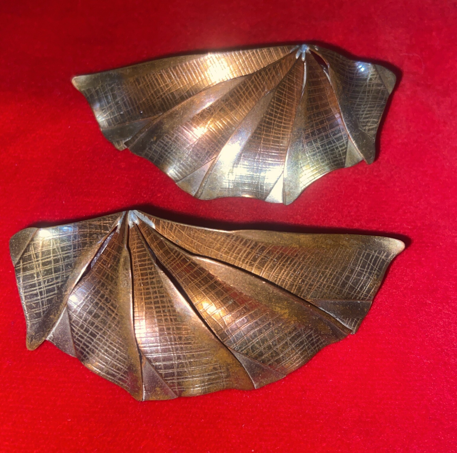 Brutalist Signed statement Pierced Modern Artisan Earrings 2 5/8in By 1 1/8in