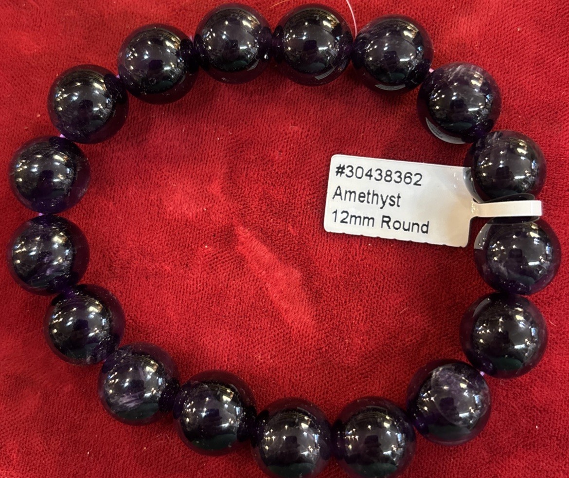 Amethyst – 12 mm Round Beaded Bracelet