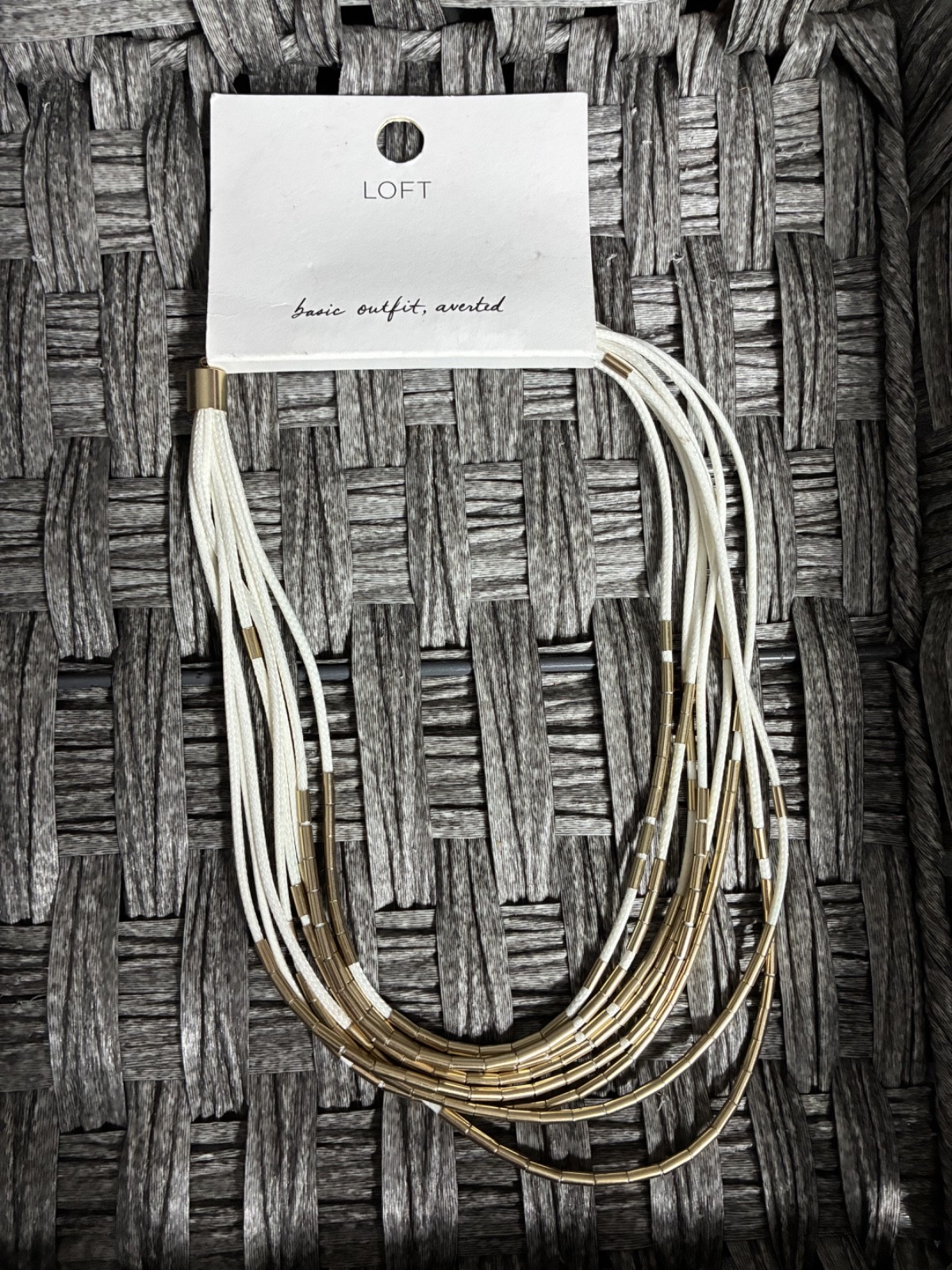 LOFT ANN TAYLOR MULTI STRAND NECKLACE GOLD TONE BAR BEADS NWT