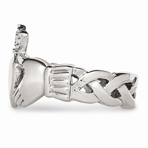 CHISEL BRAND STAINLESS STEEL BRAIDED CLADDAGH WEDDING BAND / RING- SIZE 6