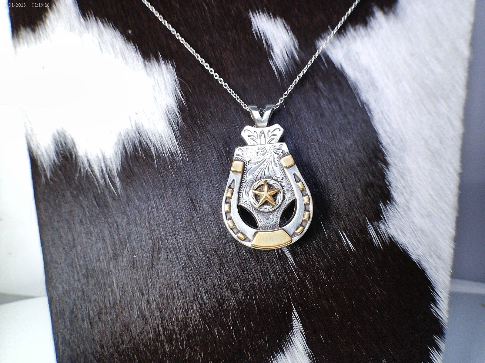 Convertable Western Horseshoe Concho Necklace 925 Sterling Silver Chain Jewelry