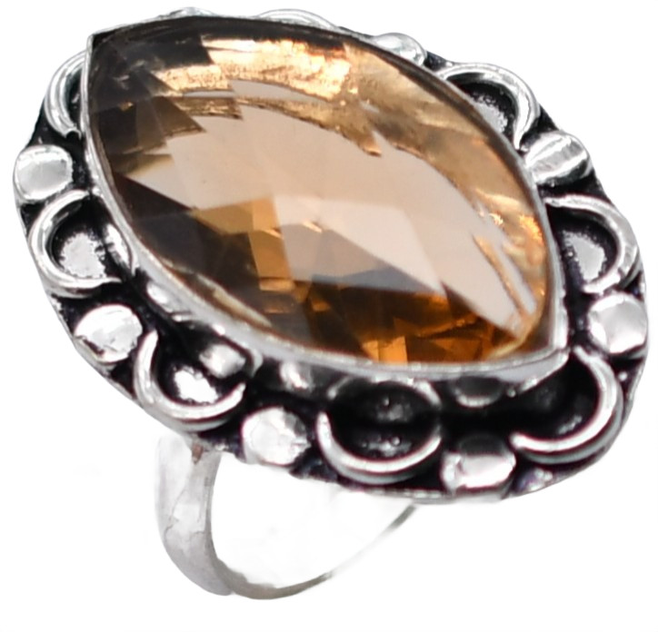 Citrine Hydro Gemstone Ethnic Antique Design Ring US Size-8.5 A93