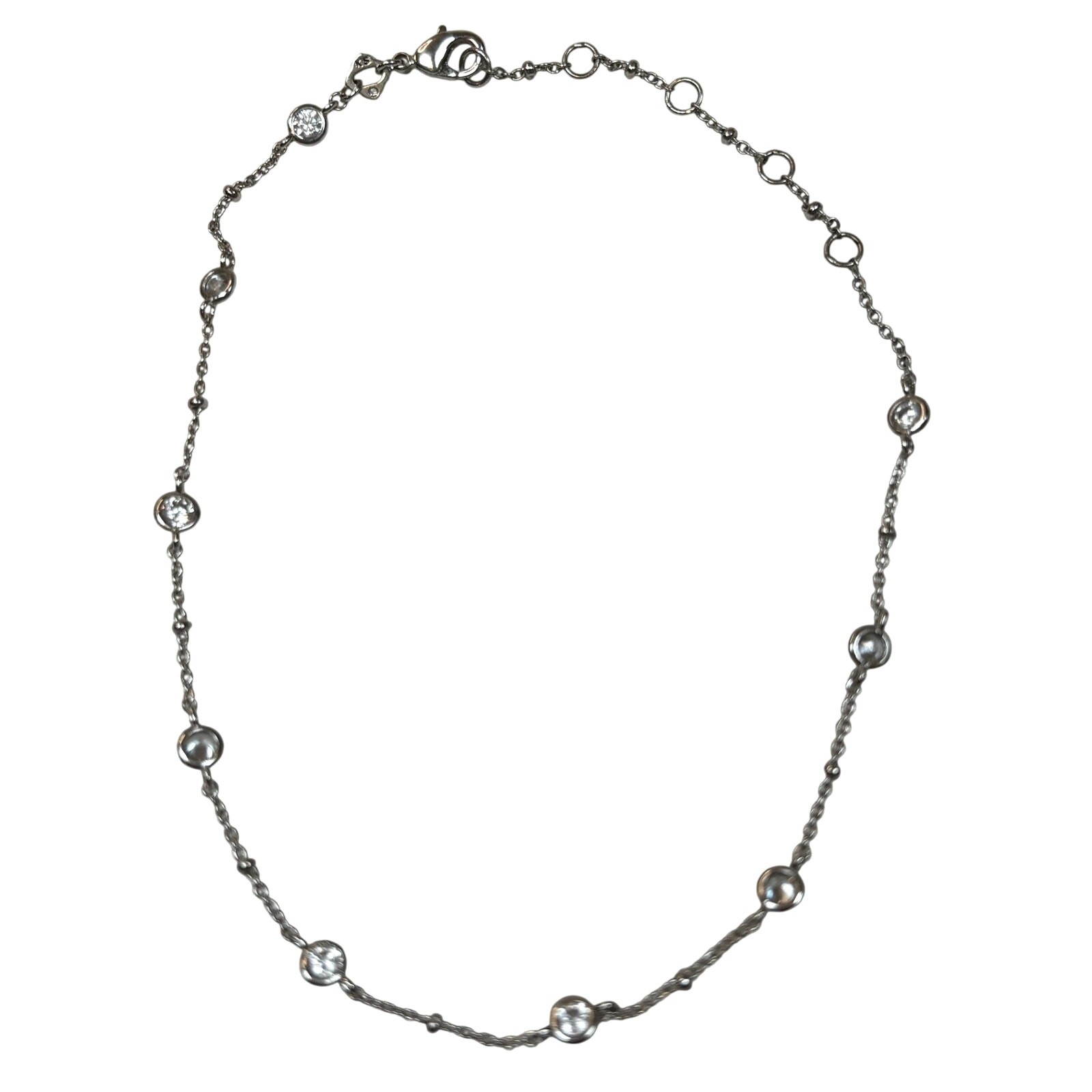 Kendra Scott CZ Station Anklet Ankle Bracelet Silver Tone Adjustable 8.75″