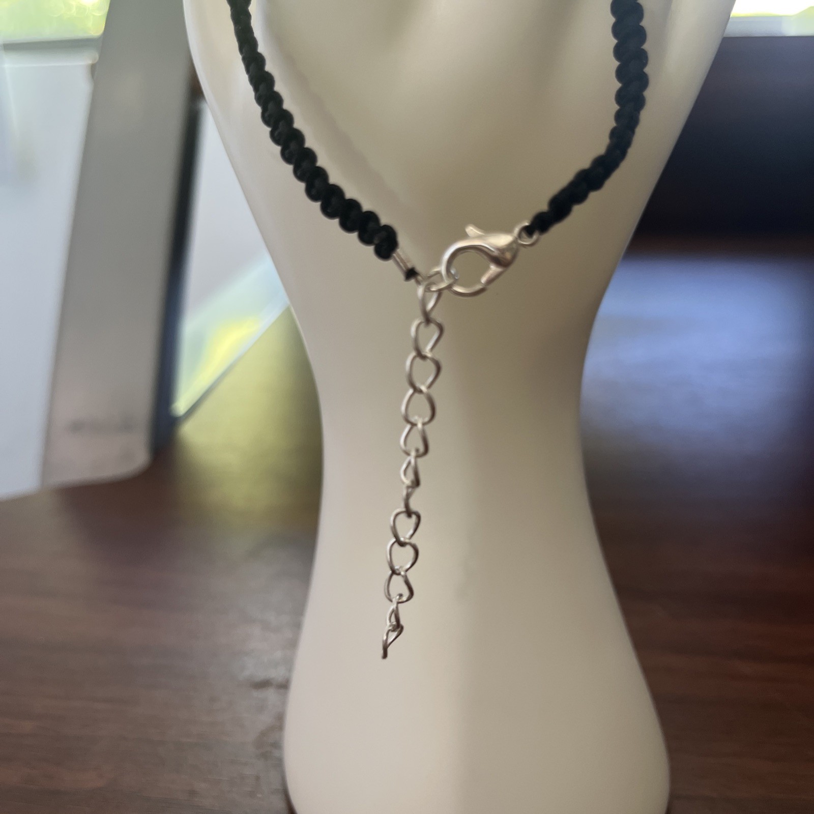 Black Macrame Thread Lizard Gecko Pendant Bracelet (US Seller/Fast Ship) 7-11 In