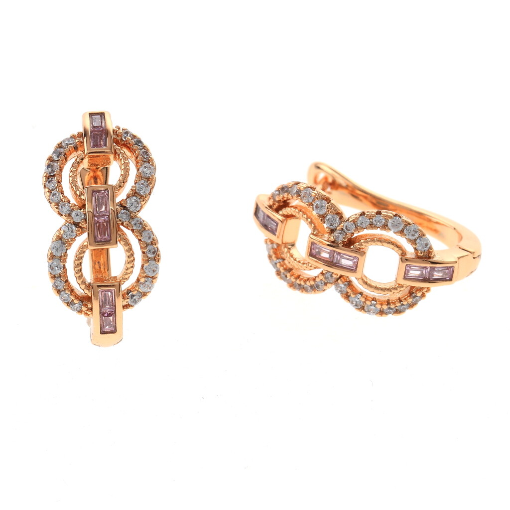 Gold Tone Gold Plated Metal English Lock Stud Earrings XPE2713-GLD