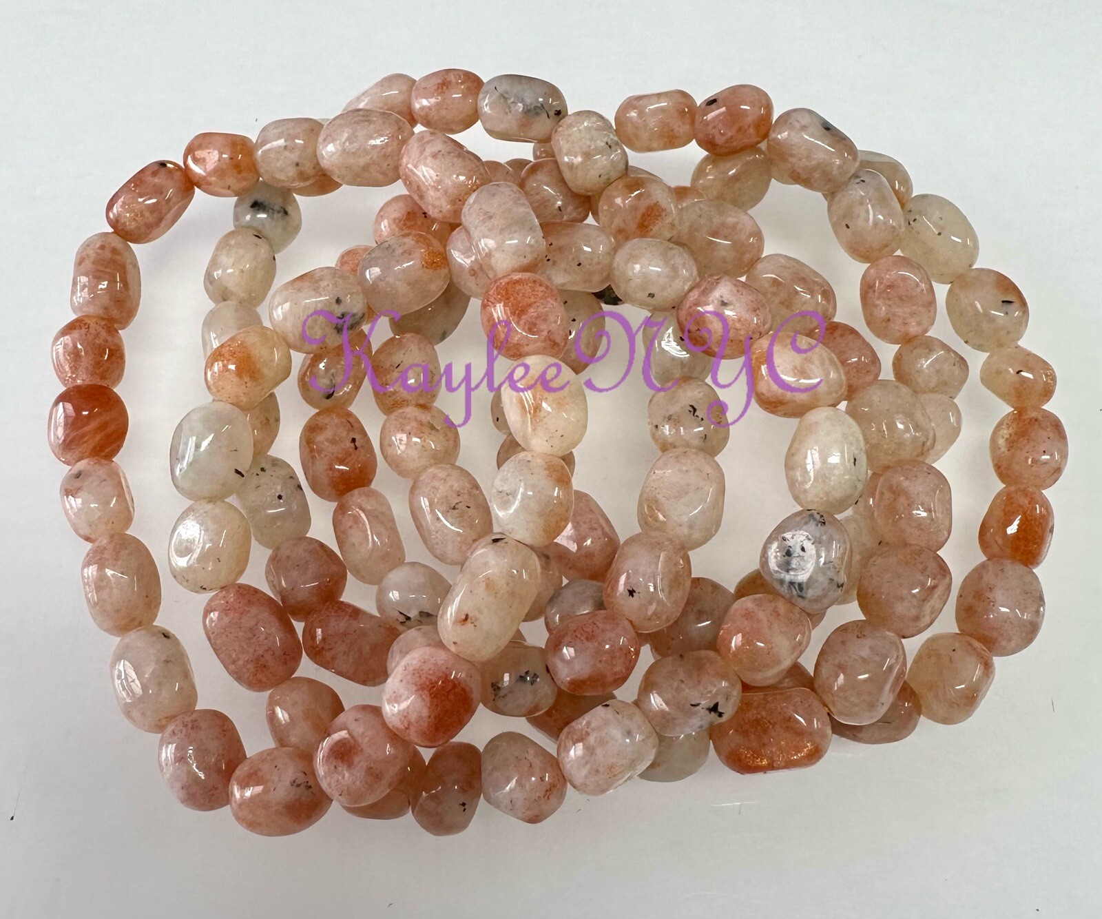 Wholesale 6 Pcs Natural Sunstone Tumble 7.5” Crystal Bracelet