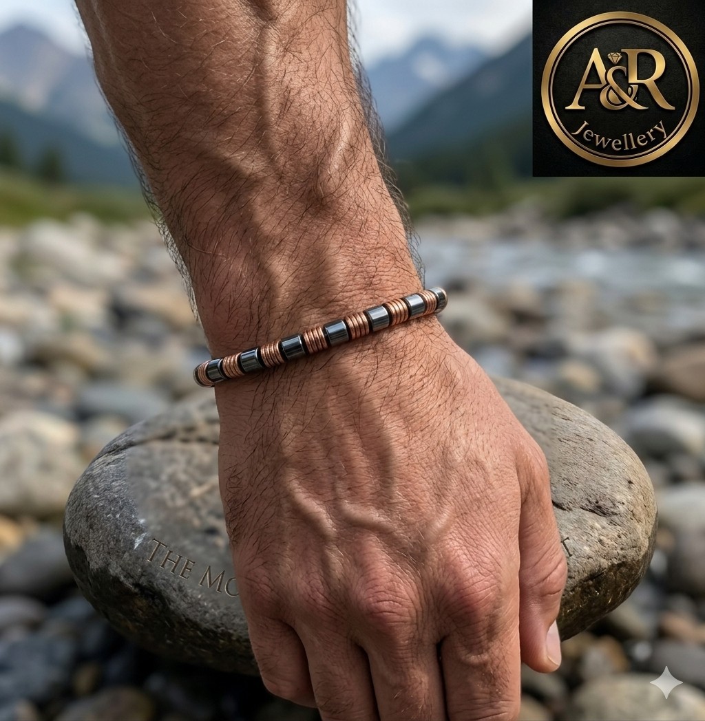 Two Tone Hematite Bracelet 6mm Unisex Healing Jewelry Protection 14-20cm