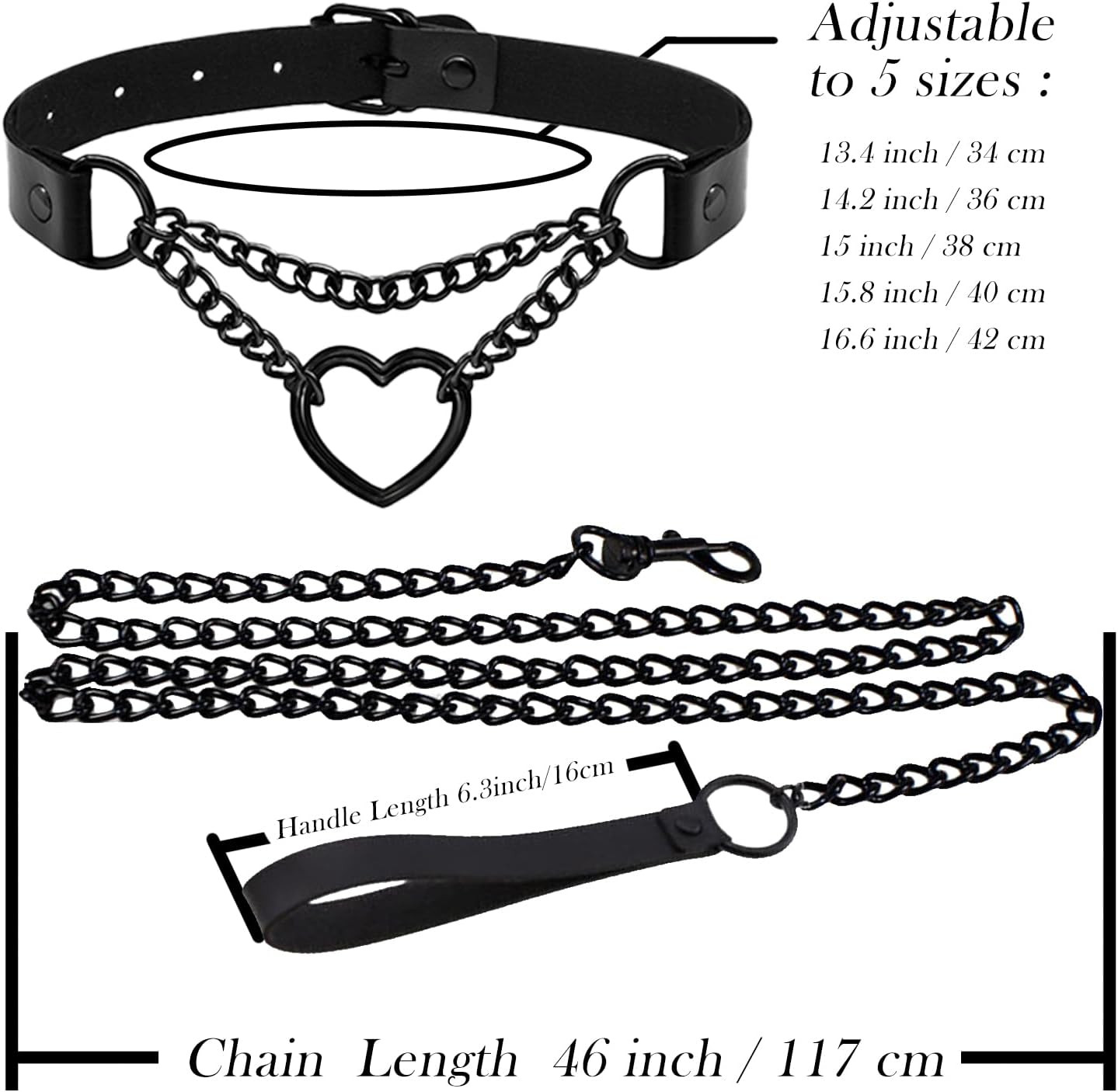 2PCS Black Choker Necklace for Women Leather Chokers Collar and Leash Set Got…