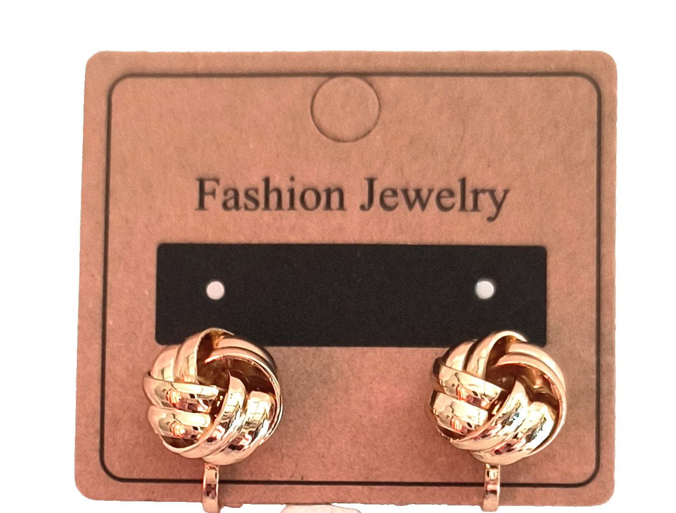 New Fashion Jewelry Women’s Clip On Style Earrings Goldtone Knots 1/4 Inch