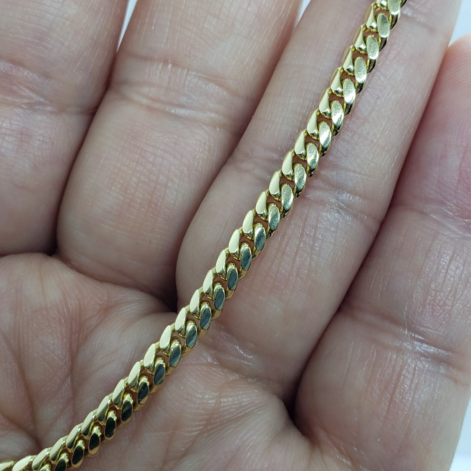 10K Solid Yellow Gold Miami Cuban Link Chain Necklace Width 2.5mm Size 18″~30″