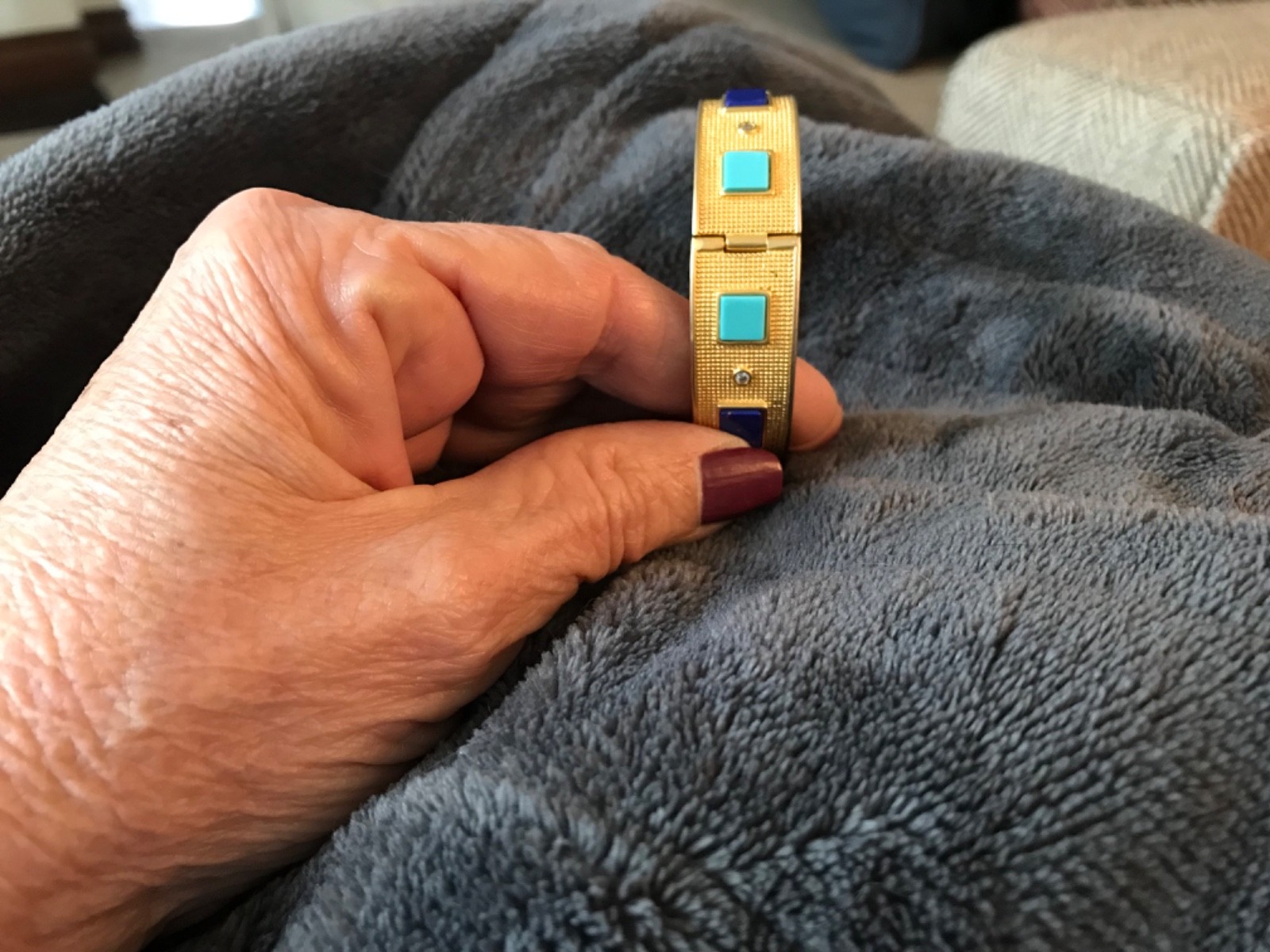 Freida Rothman Brick set 925SS with square turquois, lapis and bezel clear cz