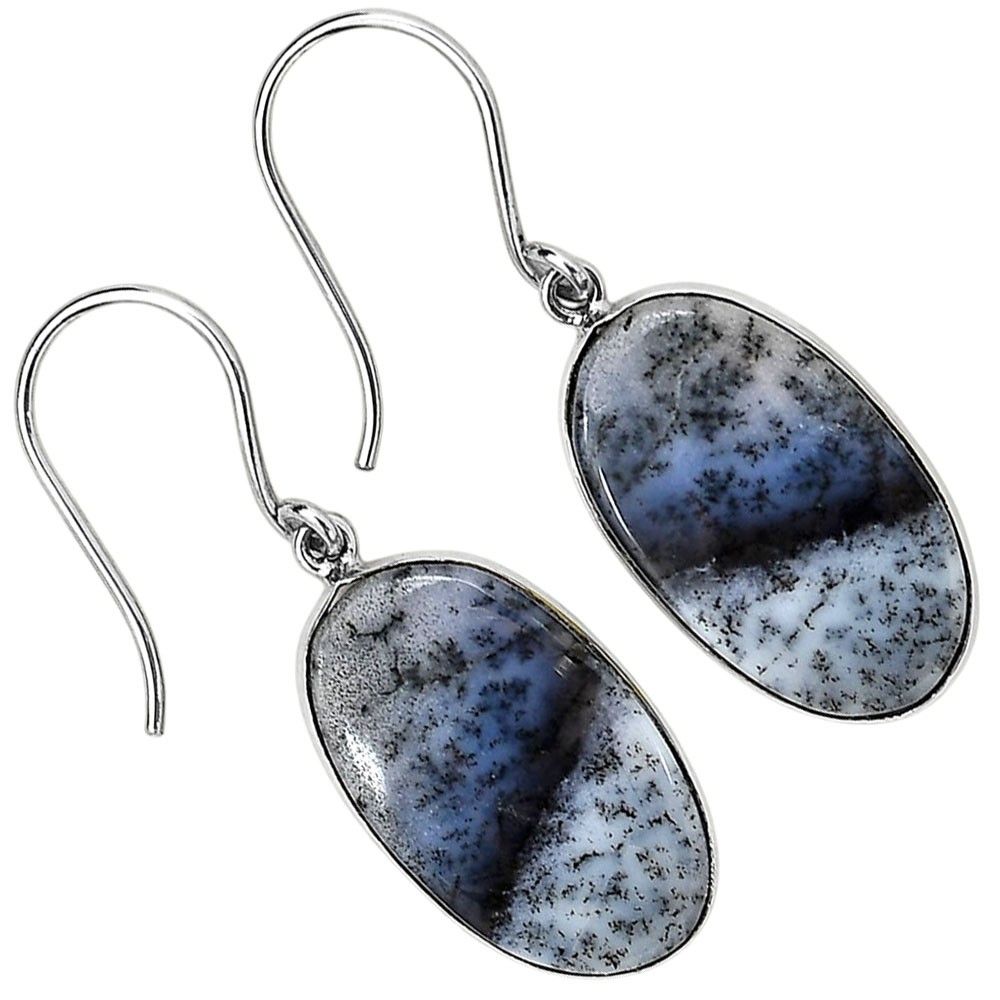 Merlinite Dendritic Opal – Turkey 925 Silver Plated Earrings Jewelry WE58-10005