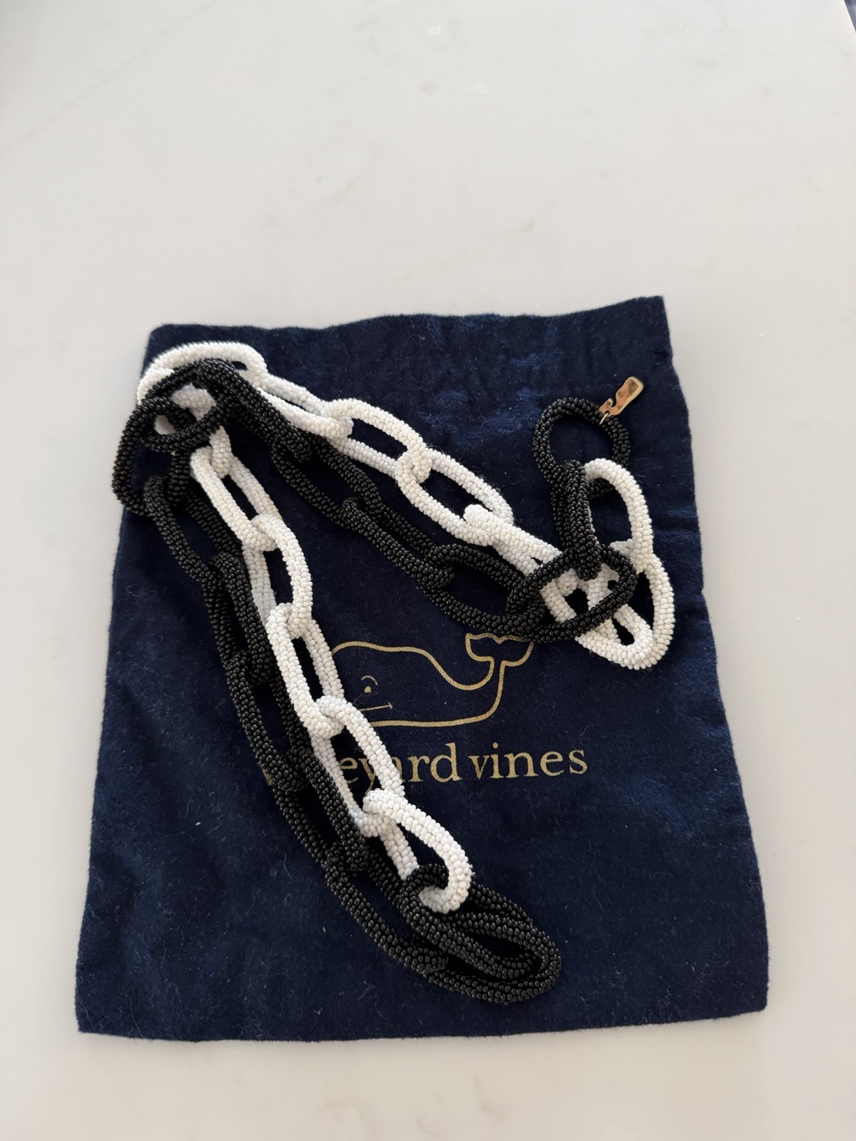 Statement Necklace Vineyard Vines black and white beaded