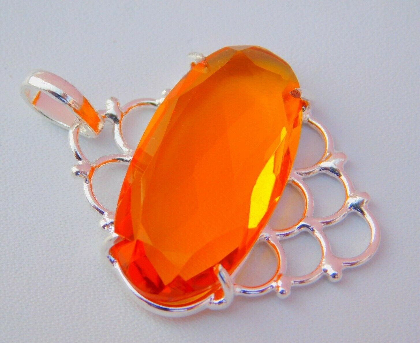 Hydro Citrine Quartz Fashion Pendant Silver Overlay Brass Fashion Oval Pendant