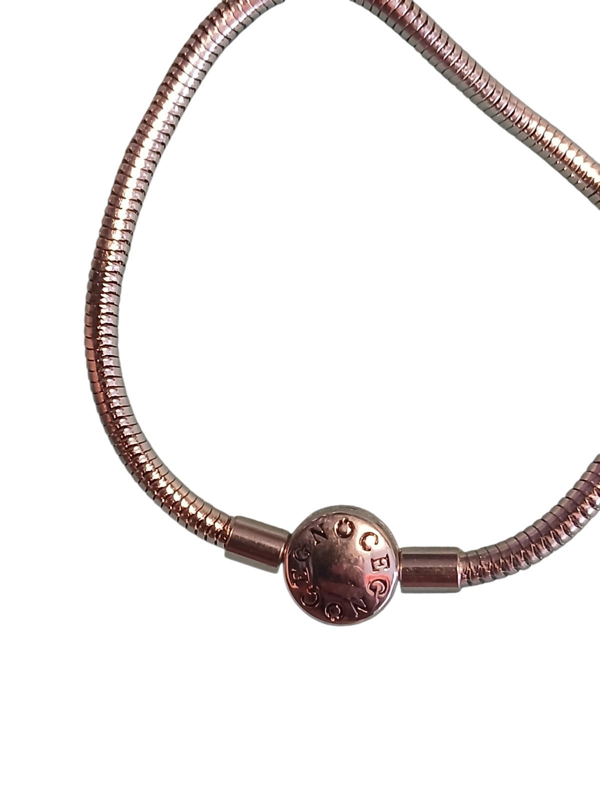 GNOCE Charm Bracelet 17cm Stainless Steel Snake Chain Round Clasp