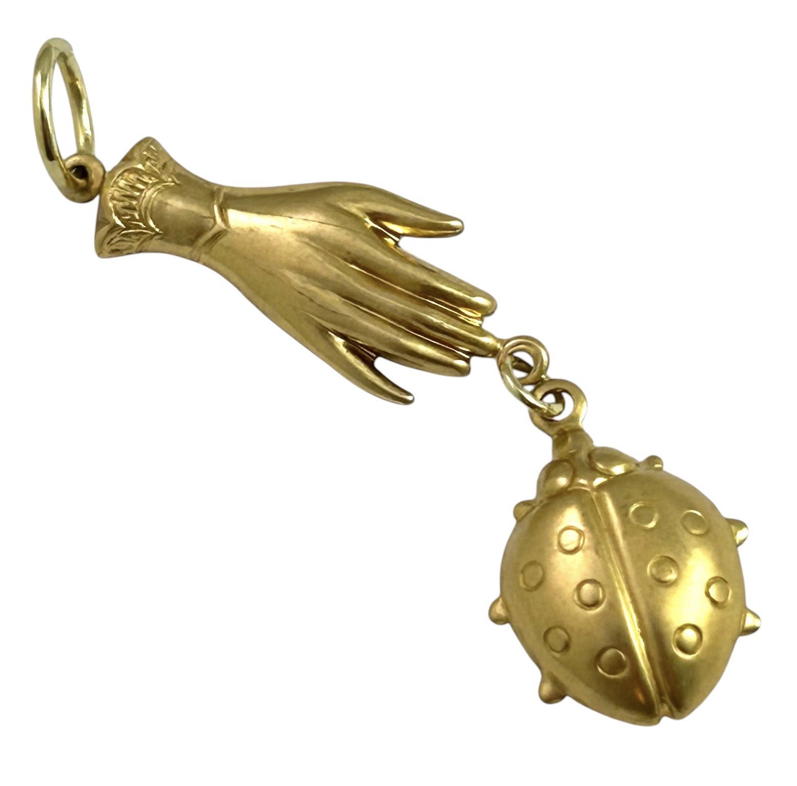 Ladybug Charm Pendant Victorian Hand Brass Stamping Good Luck Charm Jewelry