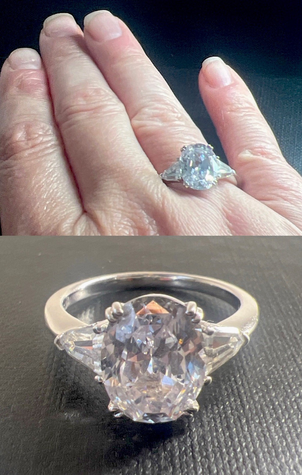 Epiphany QVC Diamonique Oval Cut 100 Facet 5.50 ct tw 925 Ring 10 Bridal Promise