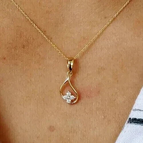 Women’s Pretty Fancy Pendant Round Cut Simulated Diamond 14K Yellow Gold Plated