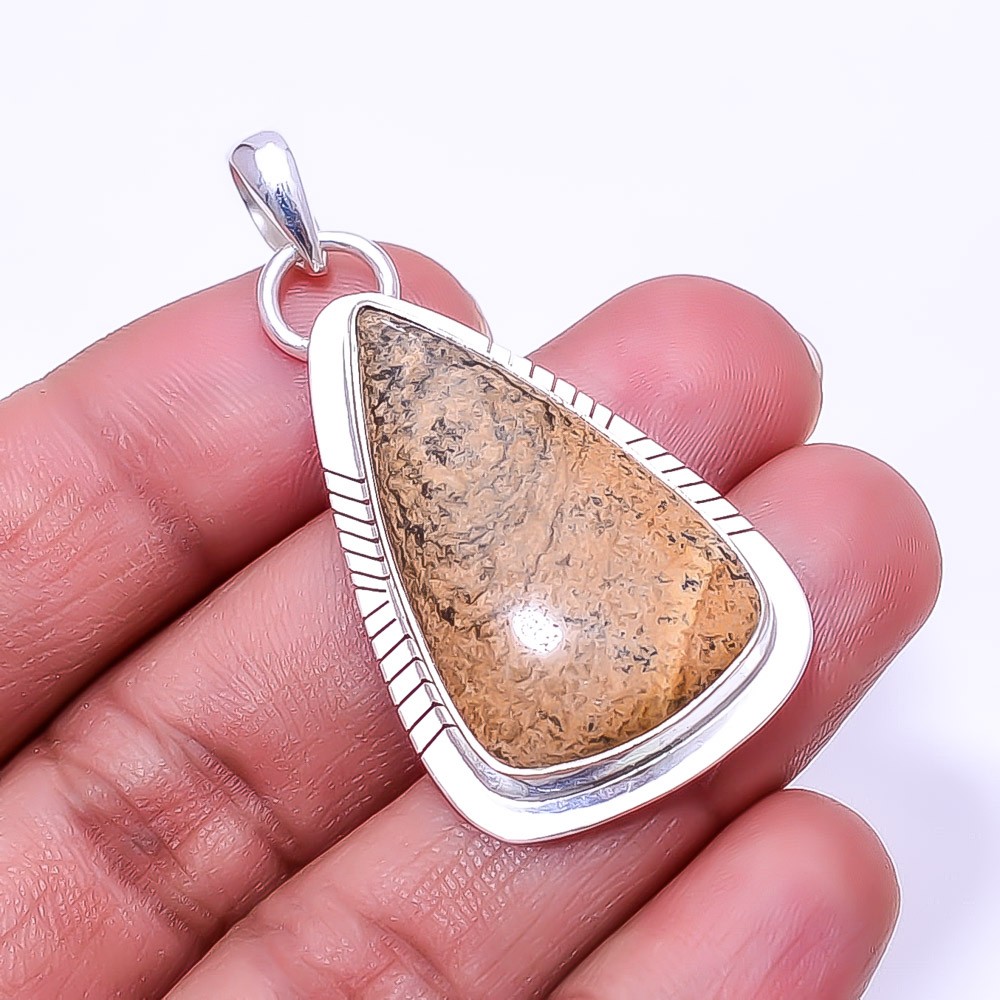 Picture Jasper – Oregon 925 Sterling Silver Pendant 1.95″, Christmas Gift P39729