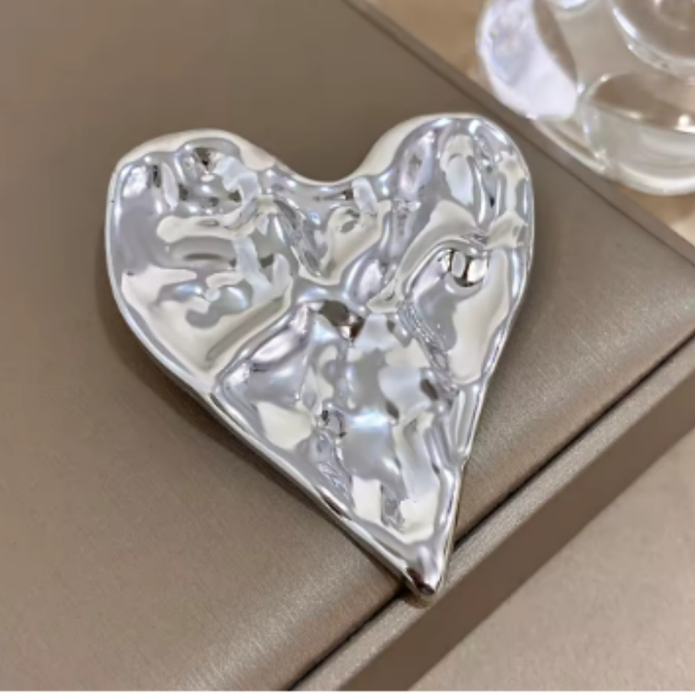 Stainless Steel Large Silver Heart Brooch Love Pin Jewelry for Women Gift USA
