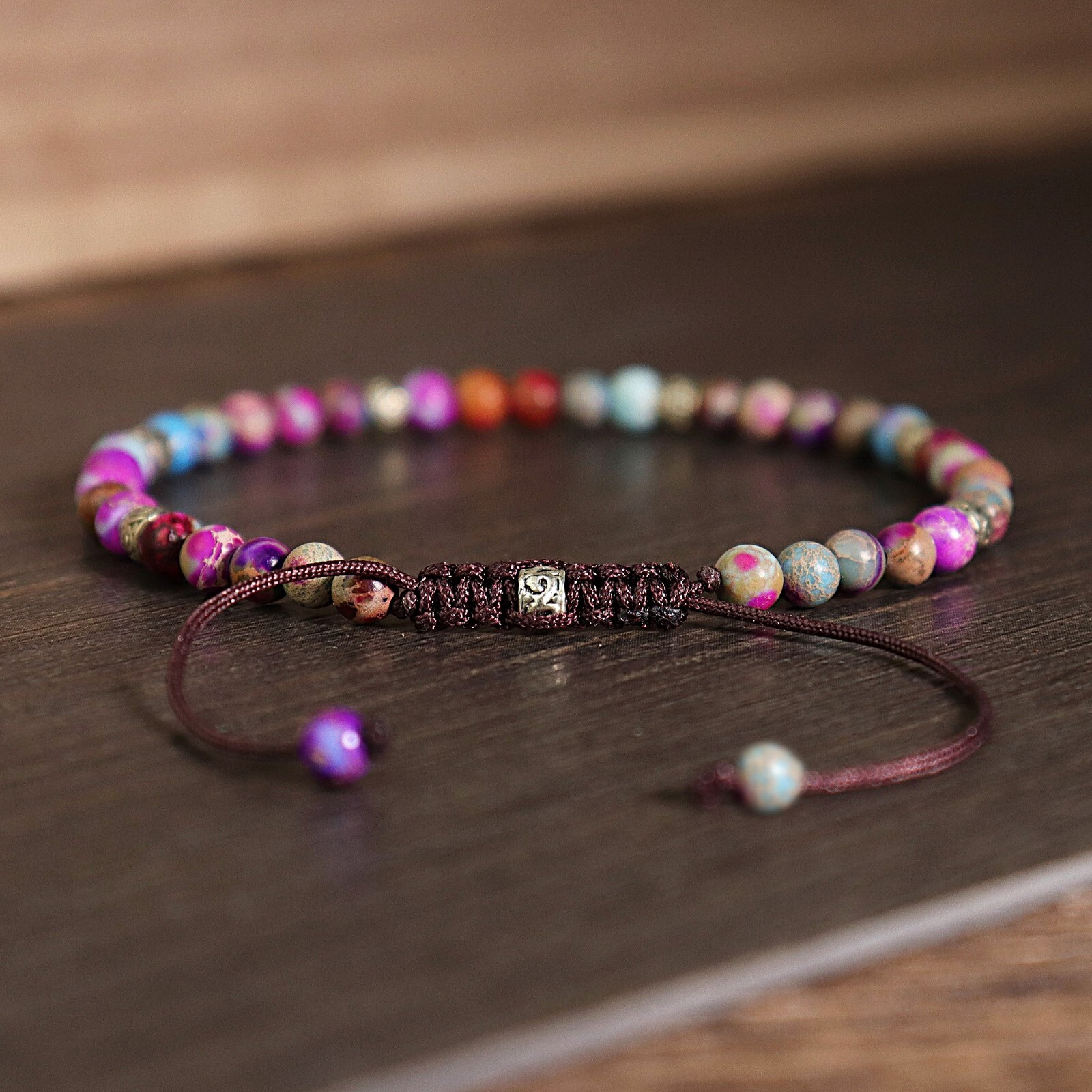 Natural Blue Purple Jasper Stone Bracelet Sea Sediment Gemstone Bracelet