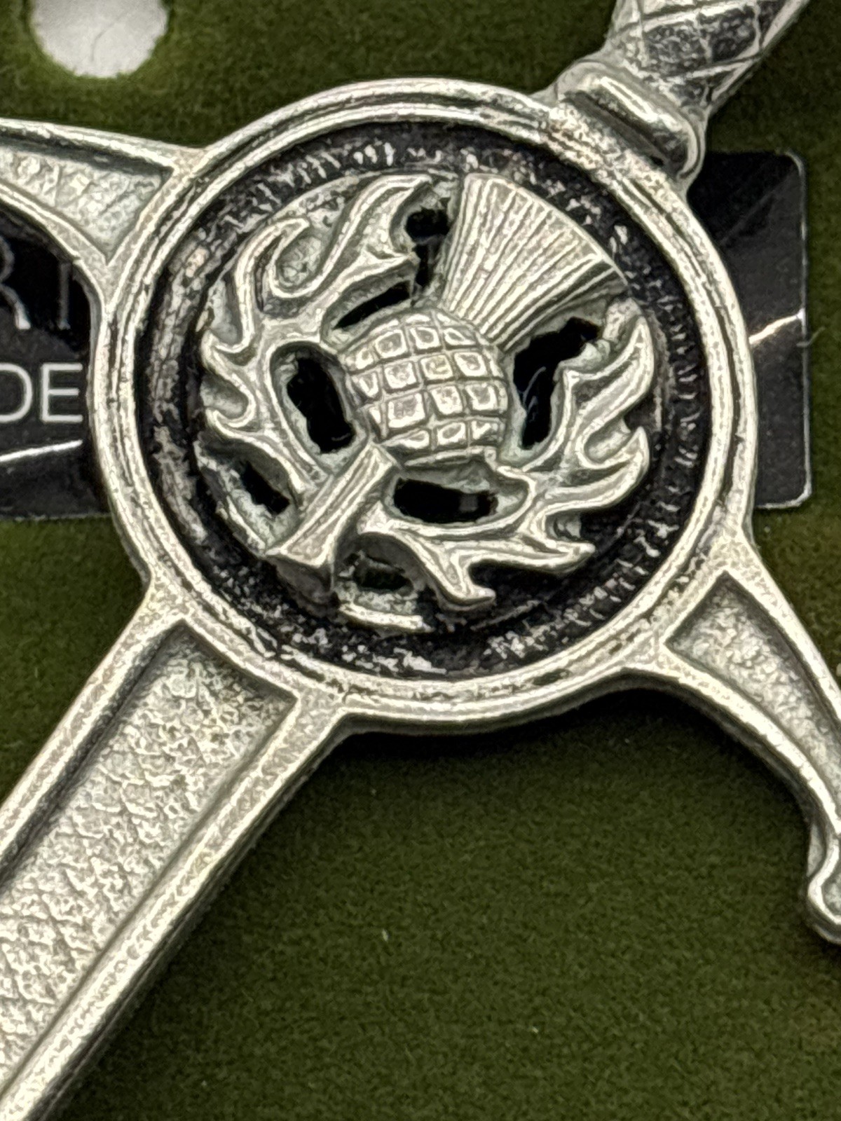 Scottish Sword & Thistle Kilt Pin Pewter Gift Made in Scotland 10.3cm