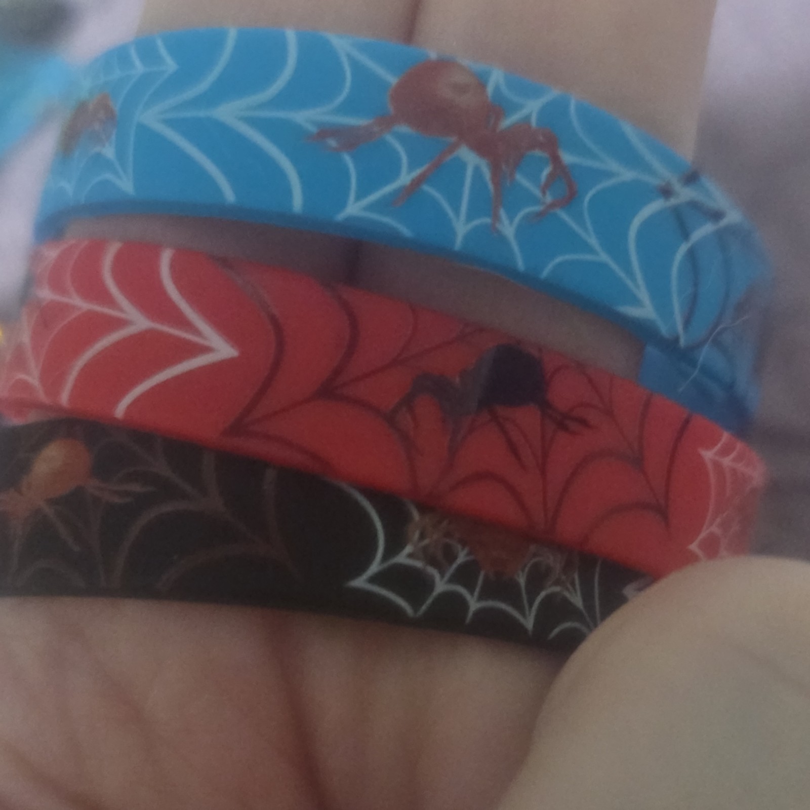 3pc Silicone Spiderweb Bangle Bracelets Slip-On Multicolor Stackable